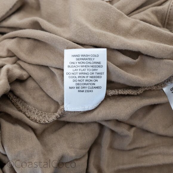 New York & Co Waterfall Neckline Tan Sleeveless Top XL Sequins Cowl Draped Y2K - Picture 6 of 10